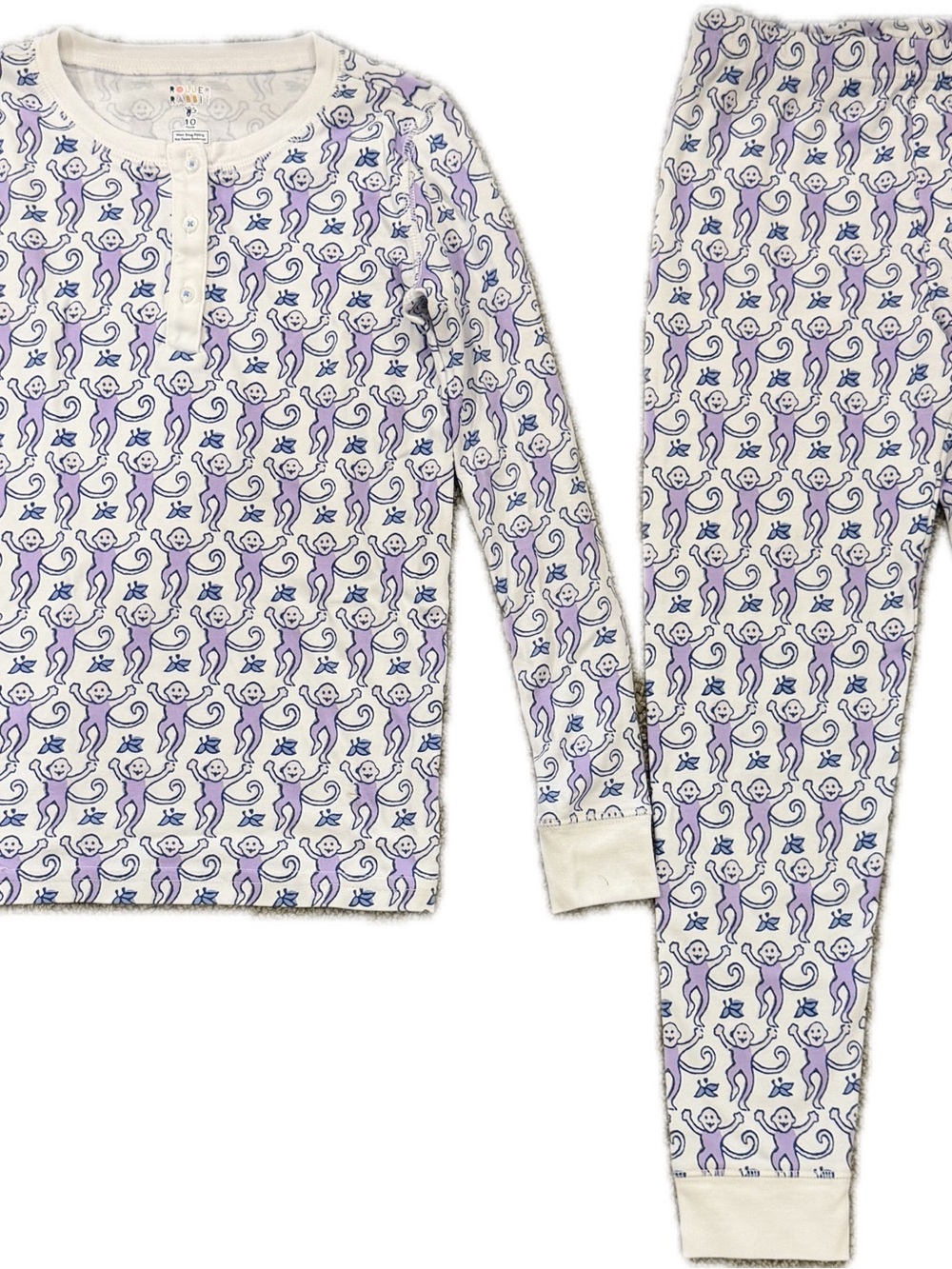 Roller Rabbit Cream and Purple Monkey Kids Pajama Set